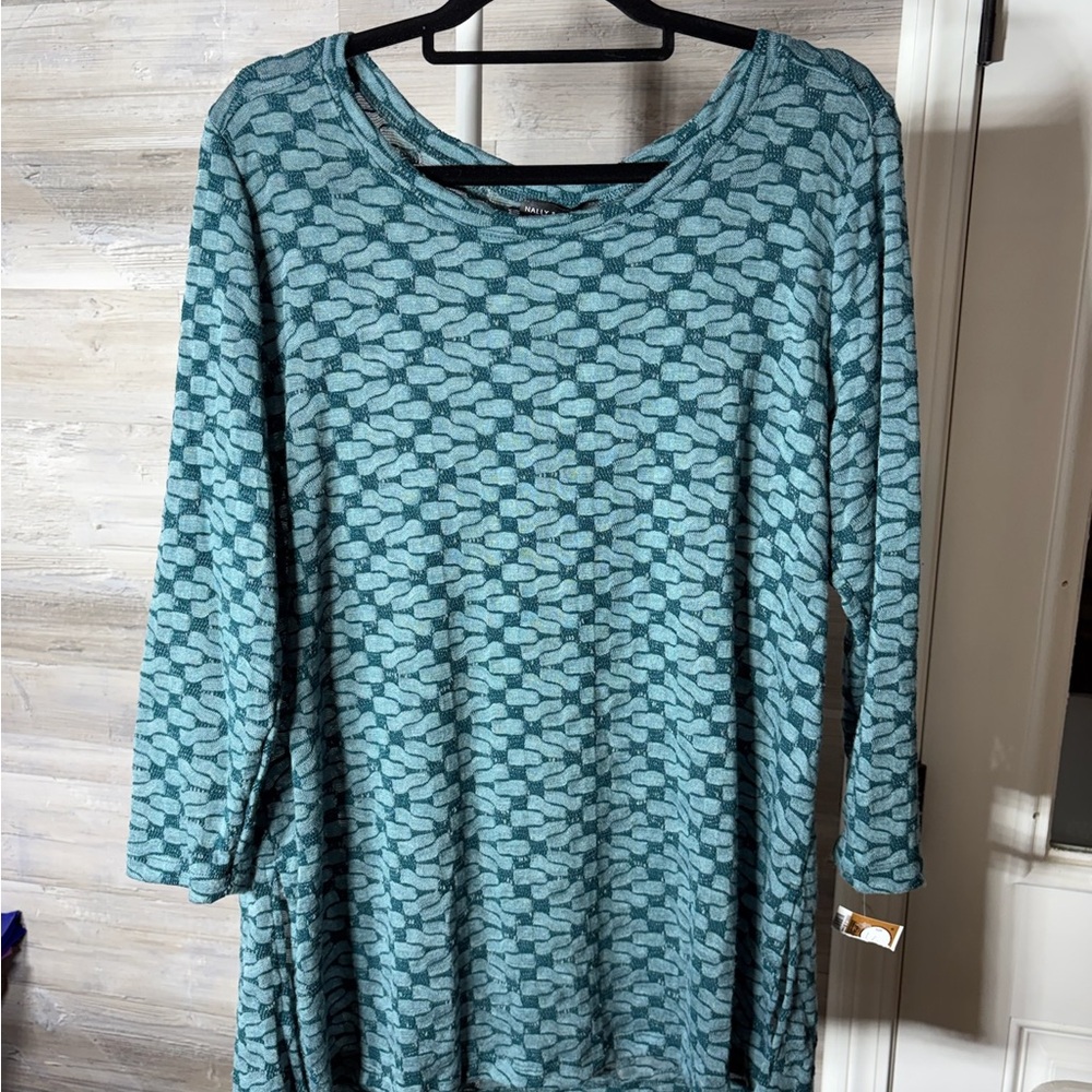 Nally & Millie Blue Patterned Long Sleeve Top 1014